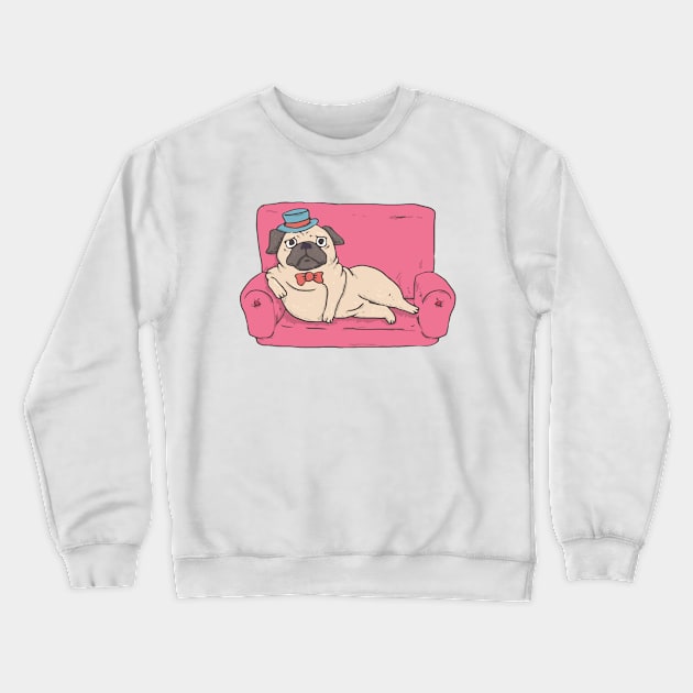 Pug Setting on the couch Crewneck Sweatshirt by KC Happy Shop